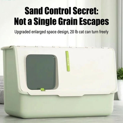 XXL Fully Enclosed Cat Litter Box Top Entry Large Space Odor Control Splash Proof Tandas Kucing