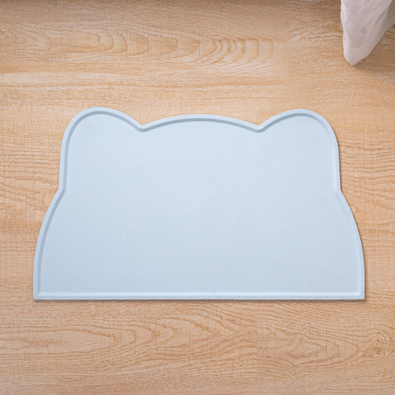 Cat Head Silicone Pet Placemat Waterproof Anti-Slip Food Bowl Mat Overflow Proof Easy Clean Alas Makan