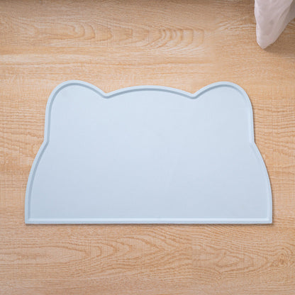 Cat Head Silicone Pet Placemat Waterproof Anti-Slip Food Bowl Mat Overflow Proof Easy Clean Alas Makan