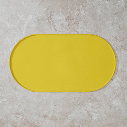 Oval Silicone Pet Placemat Waterproof Anti-Slip Food Bowl Mat Overflow Proof Easy Clean Alas Kucing