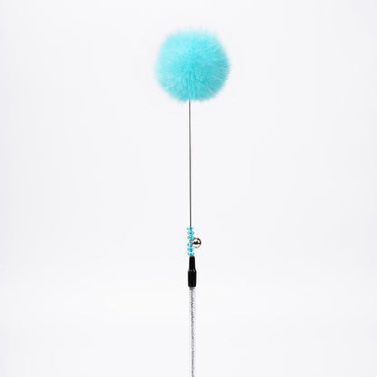 FUREVER365 TM-22 Rabbit Fur Ball Cat Teaser - Agile Short Wand High-Elasticity Steel Wire Toy