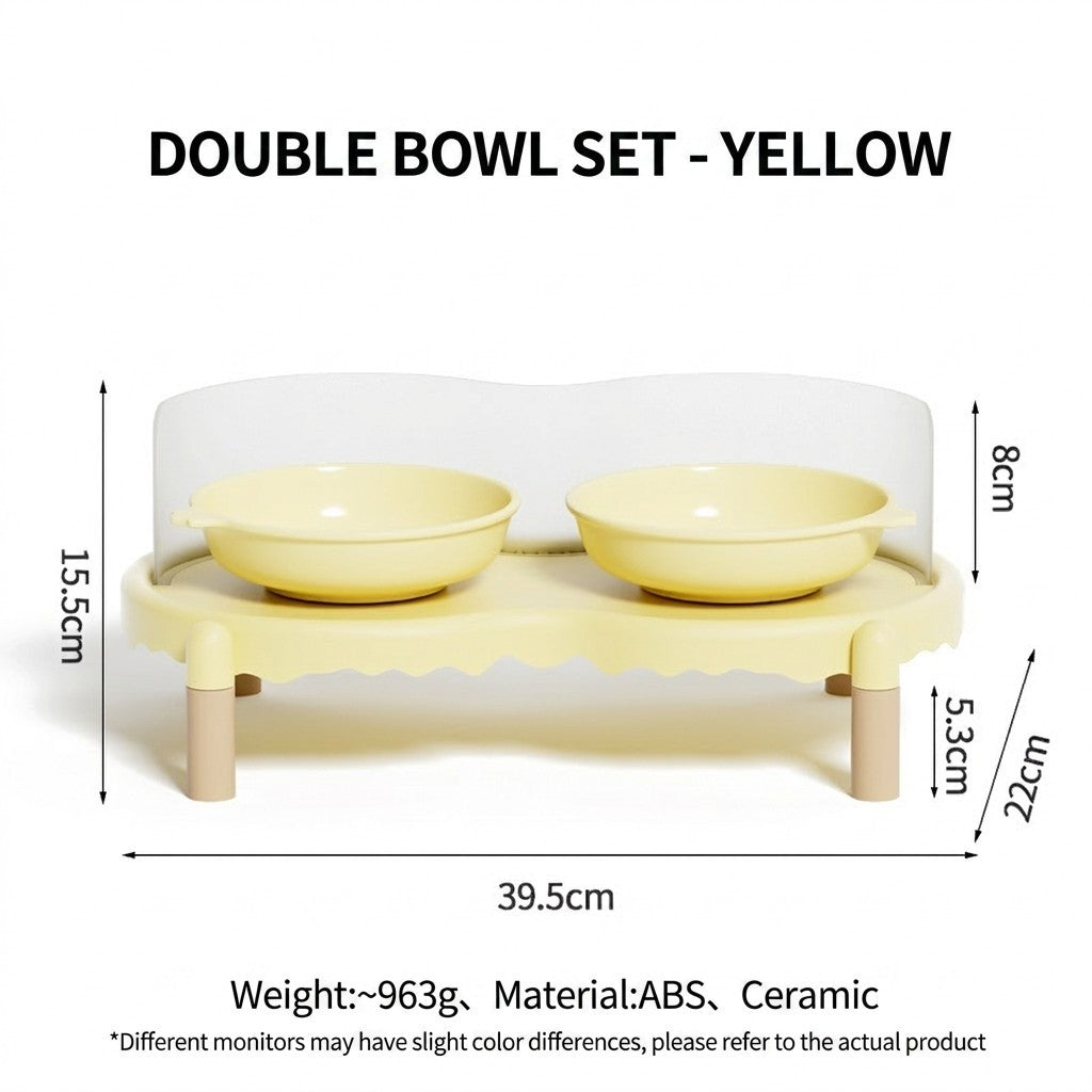 Bubble Elevated Ceramic Cat Bowl Double Bowl with Splash Guard Anti-Black Chin Neck Protection Pet Feeder