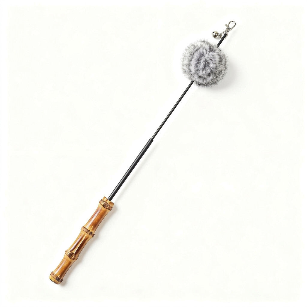 FUREVER365 TM-52 Bamboo Joint Cat Teaser - Retractable Flexible Telescopic Wand Rabbit Velvet Toy