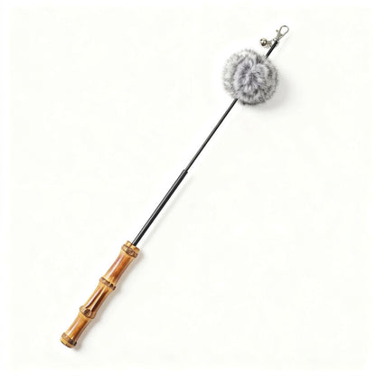FUREVER365 TM-52 Bamboo Joint Cat Teaser - Retractable Flexible Telescopic Wand Rabbit Velvet Toy