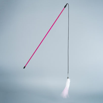 FUREVER365 TM-09 Rabbit Fur Wheat Ear Cat Teaser - Elastic Bouncing Rope Short Wand Interactive Toy