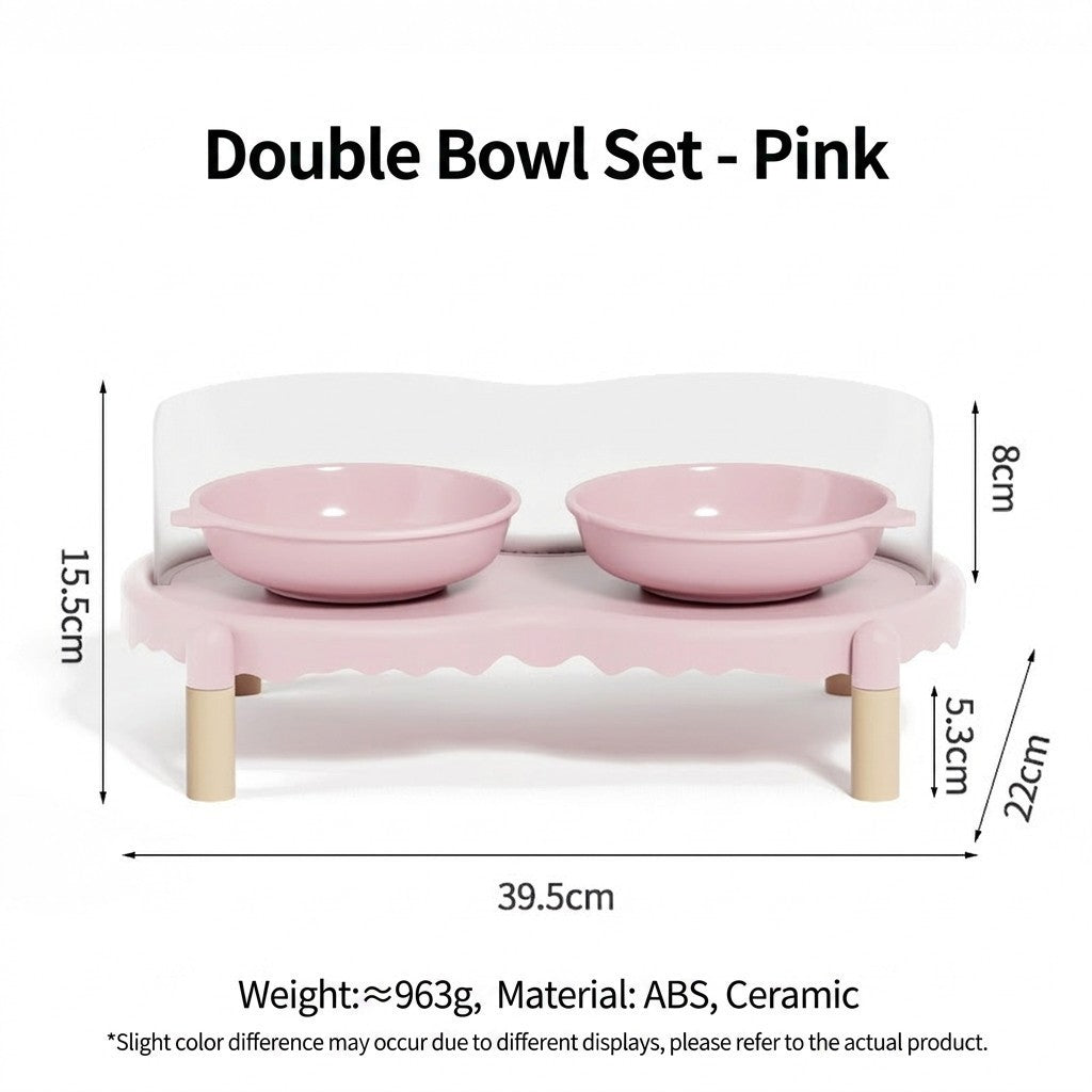 Bubble Elevated Ceramic Cat Bowl Double Bowl with Splash Guard Anti-Black Chin Neck Protection Pet Feeder