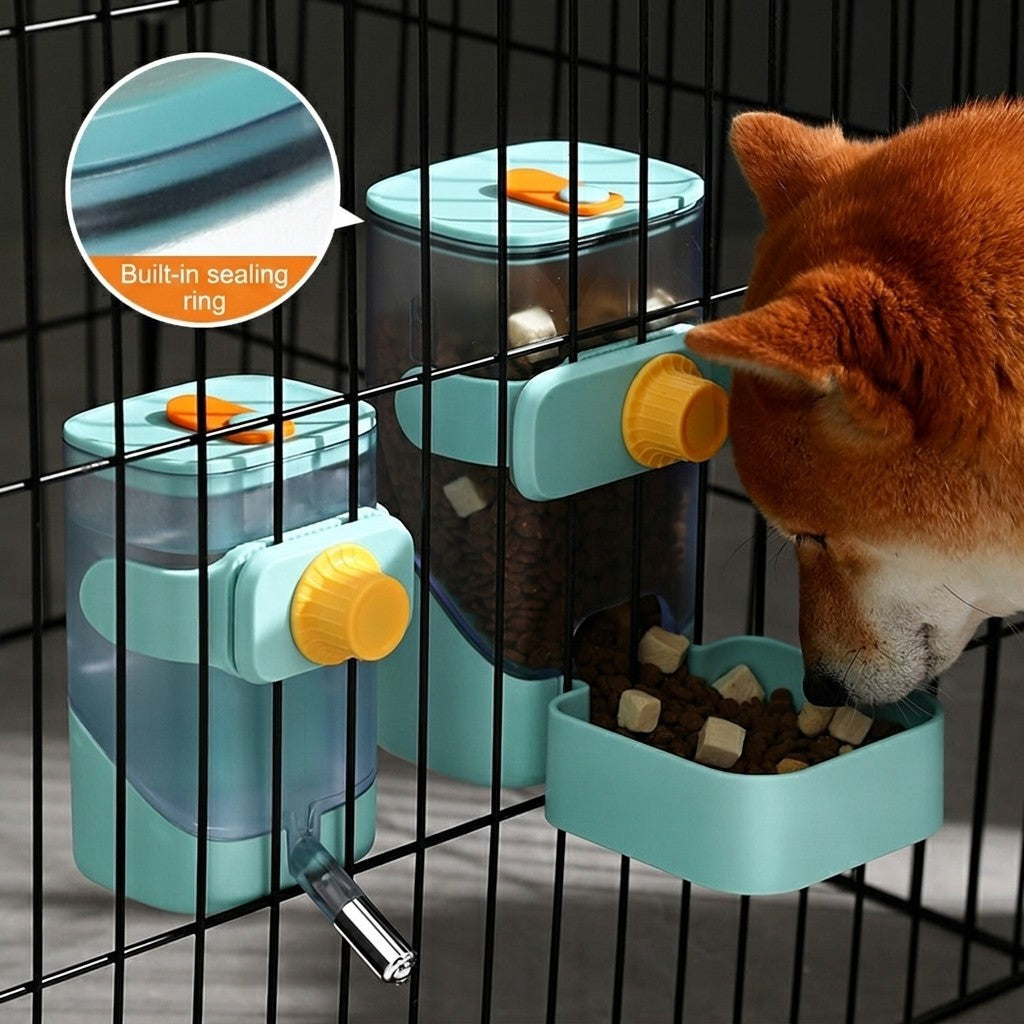DONE Hanging Cage Auto Pet Feeder & Waterer Set Gravity Dispenser for Cats Dogs Rabbit Small Animals ABS