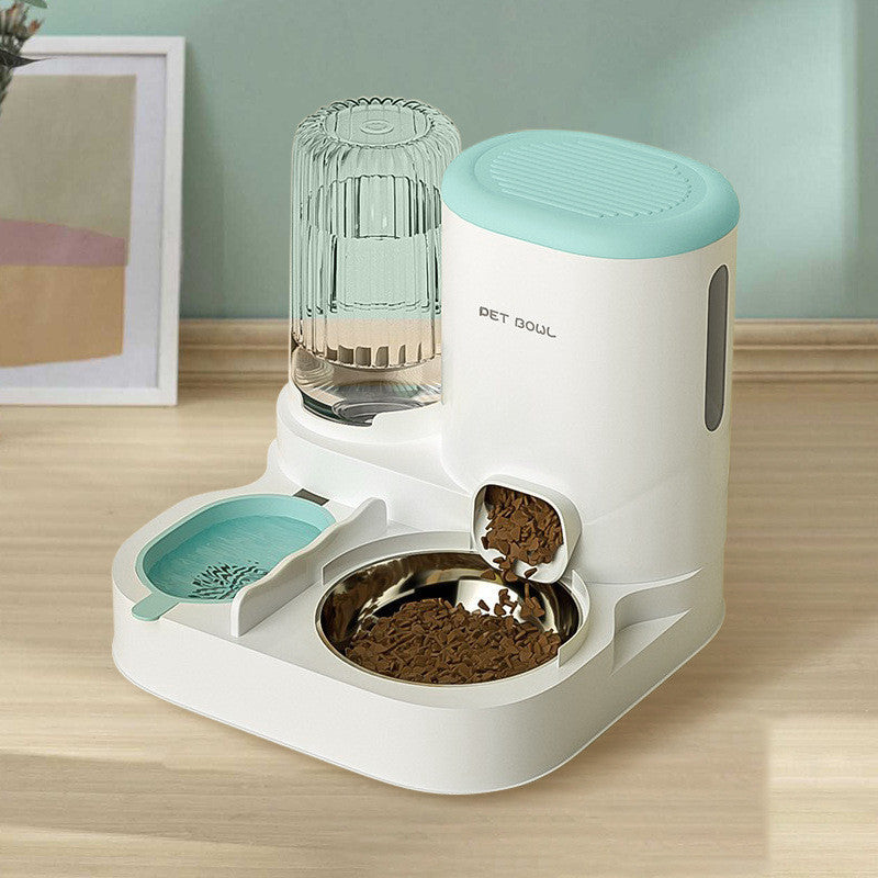 2-in-1 Automatic Pet Feeder Water Dispenser Set Integrated Cat Dog Food Bowl Gravity Waterer Bekas Makan