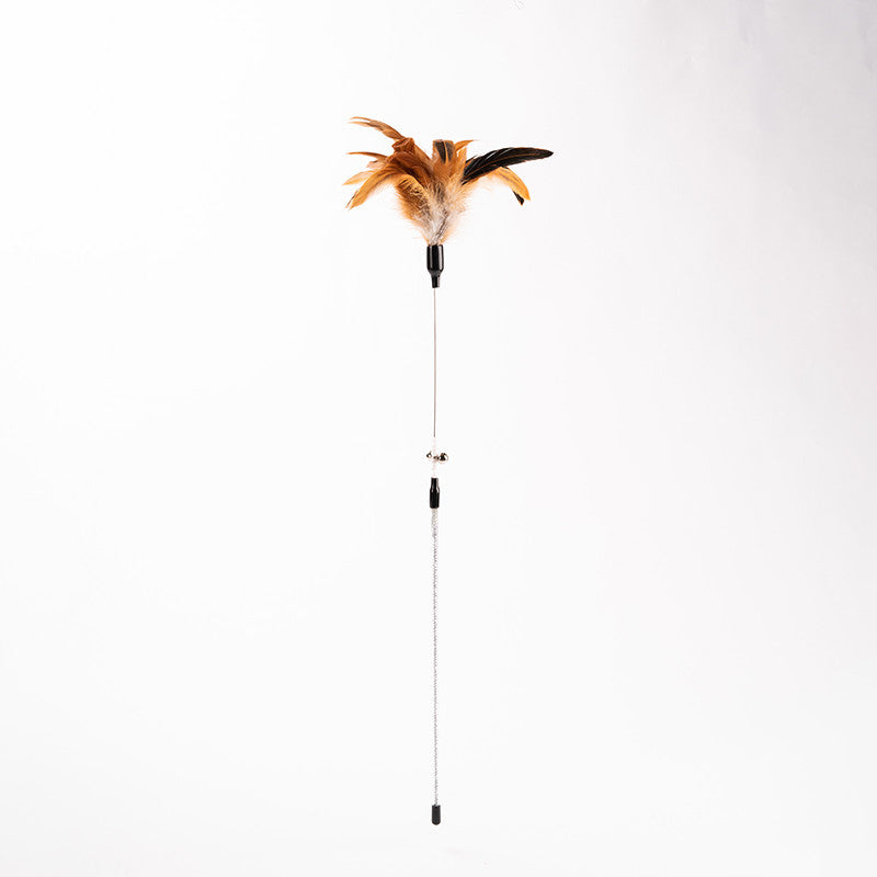 FUREVER365 YM-04 Long Feather Cat Teaser - Extra Long High-Elasticity Steel Wire Bouncing Wand Toy