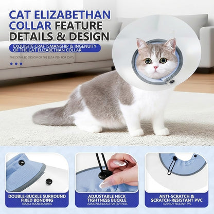 Waterproof PVC Elizabeth Collar Cat Dog Anti Lick Biting Recovery Cone Breathable Pelindung Leher