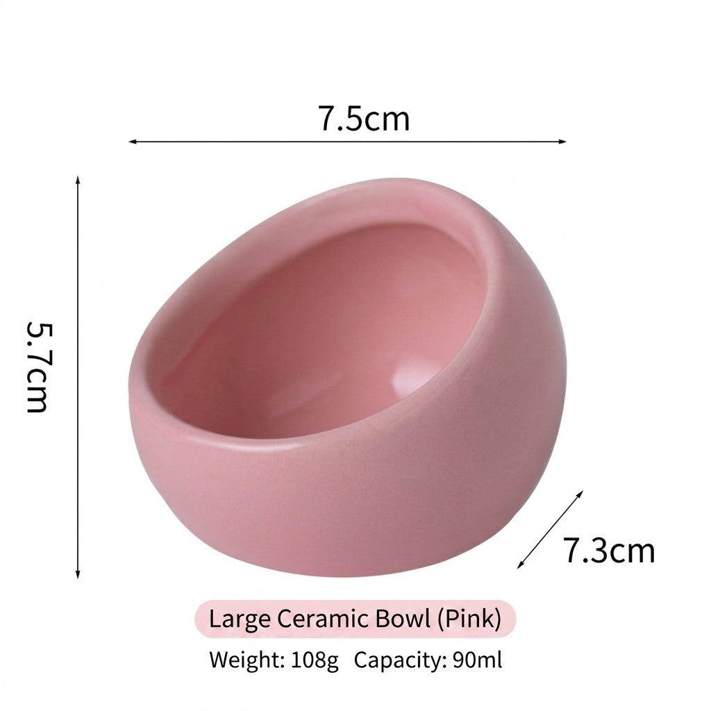 Ceramic Hamster Bowl Slanted Food Feeder Anti-Bite Stable Parrot Sugar Glider Bowl Bekas Makan Hamster