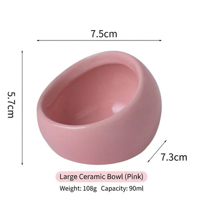 Ceramic Hamster Bowl Slanted Food Feeder Anti-Bite Stable Parrot Sugar Glider Bowl Bekas Makan Hamster
