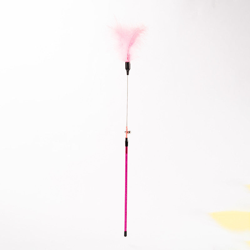 FUREVER365 YM-03 Feather Cat Teaser - High-Elasticity Steel Wire Bite-Resistant Interactive Wand Toy