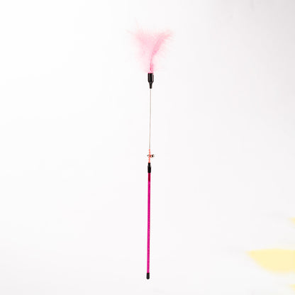 FUREVER365 YM-03 Feather Cat Teaser - High-Elasticity Steel Wire Bite-Resistant Interactive Wand Toy