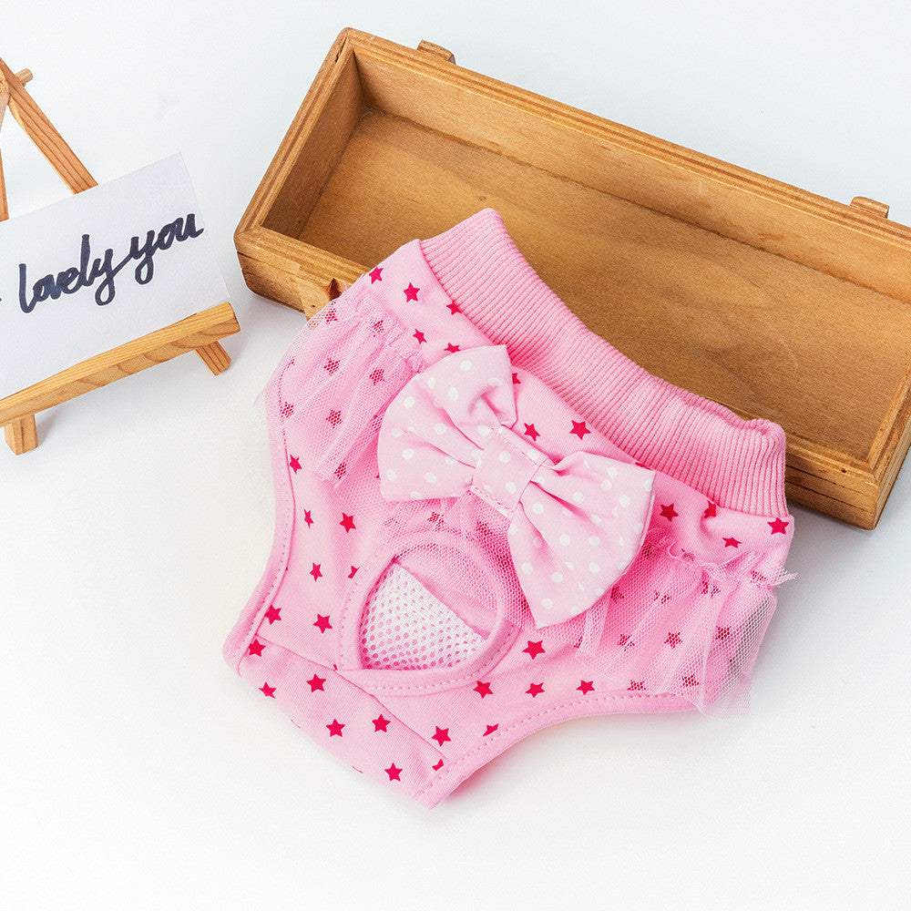Sweet Bow Female Dog Physiological Pants Breathable Cotton Puppy Period Safety Underwear Seluar Kucing
