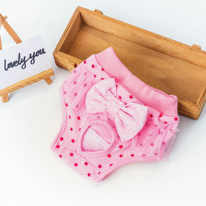 Sweet Bow Female Dog Physiological Pants Breathable Cotton Puppy Period Safety Underwear Seluar Kucing