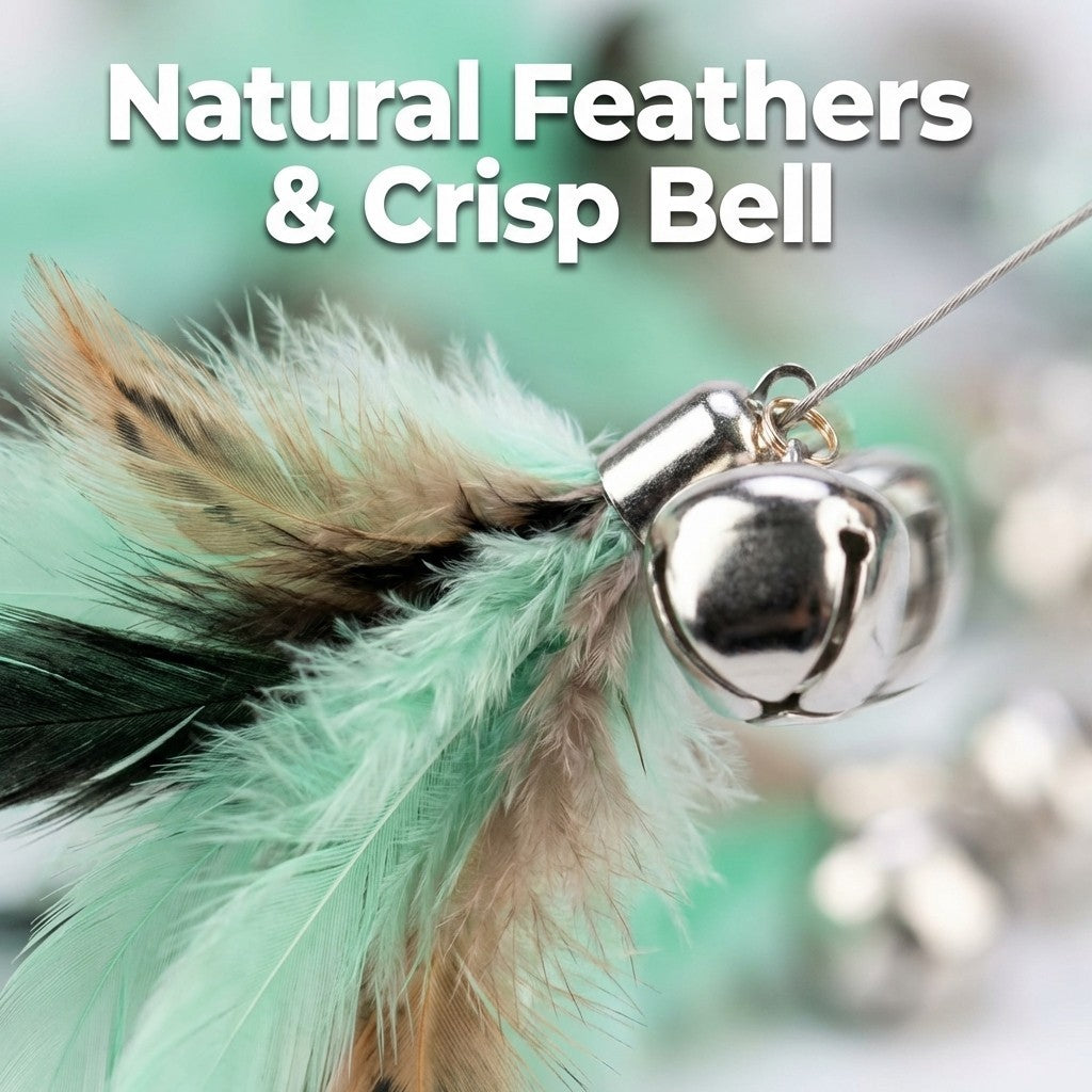 FUREVER365 YM-04 Long Feather Cat Teaser - Extra Long High-Elasticity Steel Wire Bouncing Wand Toy
