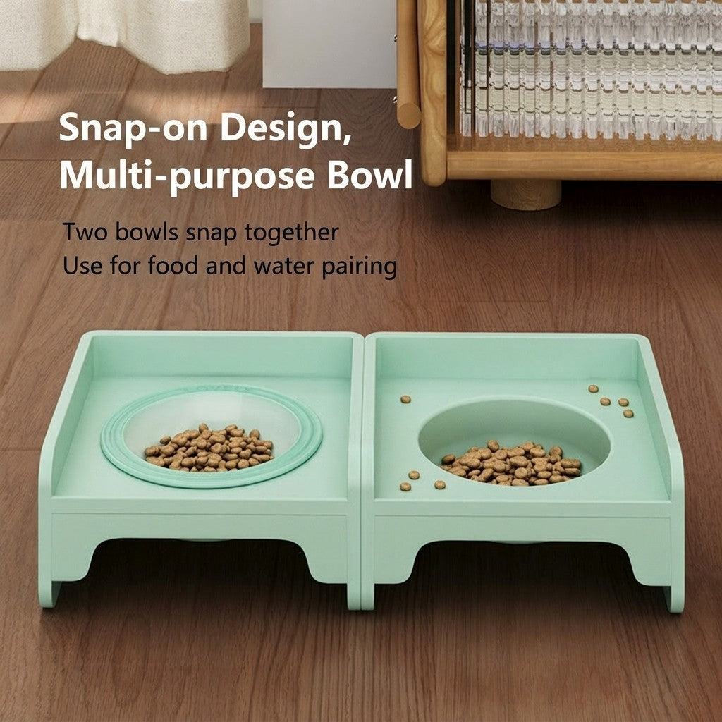 Splicable Elevated Cat Bowl Ceramic Anti-Black Chin Neck Protection Dog Food Water Bowl Mangkuk Kucing