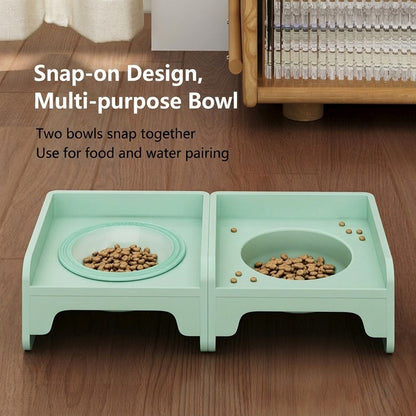 Splicable Elevated Cat Bowl Ceramic Anti-Black Chin Neck Protection Dog Food Water Bowl Mangkuk Kucing