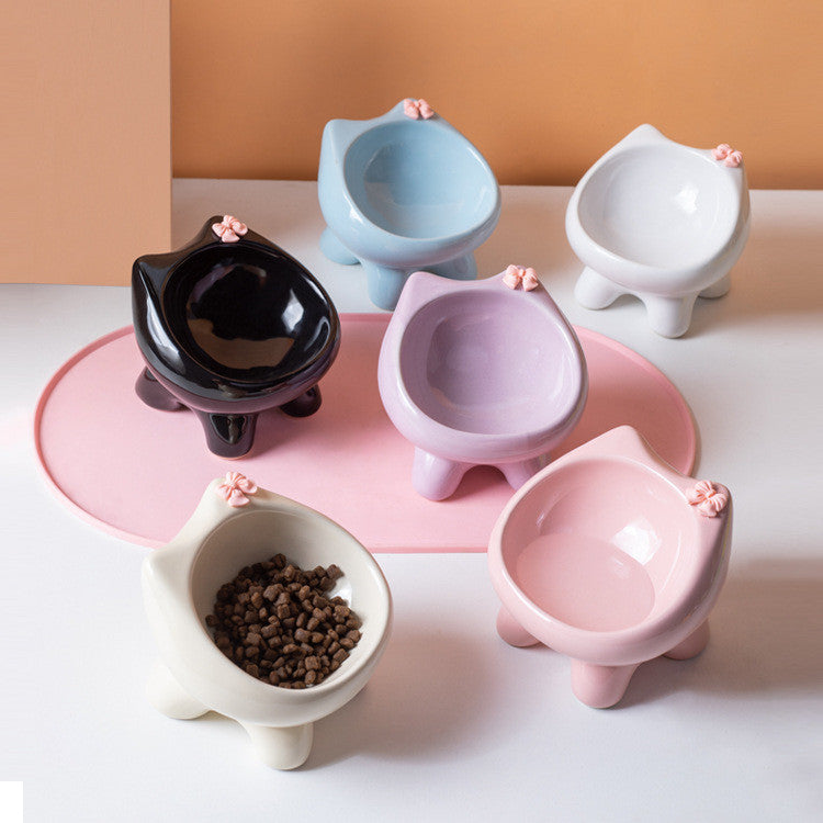 Ins Style Premium Ceramic Pet Bowl Cat Dog Food Water Basin Anti-Black Chin Heavy Duty Mangkuk Kucing