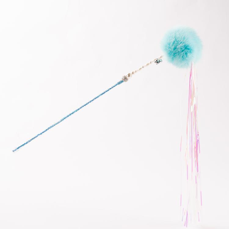 FUREVER365 TM-08 Rabbit Fur Ball & Tassel Cat Teaser - Durable PVC Wand Bouncing Elastic Toy