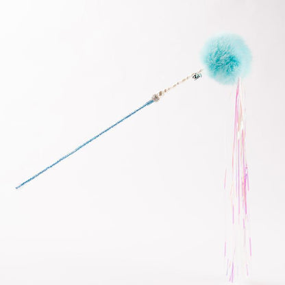 FUREVER365 TM-08 Rabbit Fur Ball & Tassel Cat Teaser - Durable PVC Wand Bouncing Elastic Toy