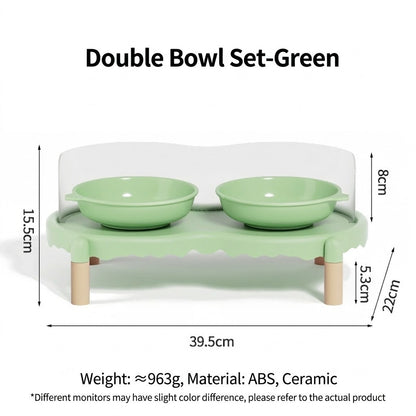 Bubble Elevated Ceramic Cat Bowl Double Bowl with Splash Guard Anti-Black Chin Neck Protection Pet Feeder