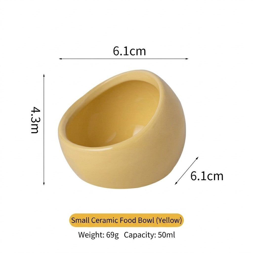 Ceramic Hamster Bowl Slanted Food Feeder Anti-Bite Stable Parrot Sugar Glider Bowl Bekas Makan Hamster