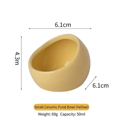 Ceramic Hamster Bowl Slanted Food Feeder Anti-Bite Stable Parrot Sugar Glider Bowl Bekas Makan Hamster