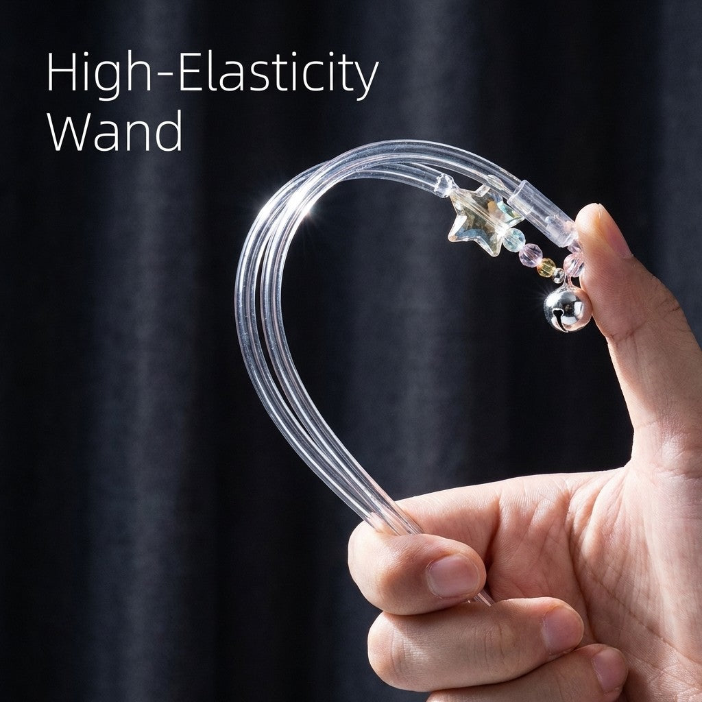 FUREVER365 TM-24 Fairy Wand Cat Teaser - Crystal Tube Handle Soft Tassel & Bell Interactive Toy