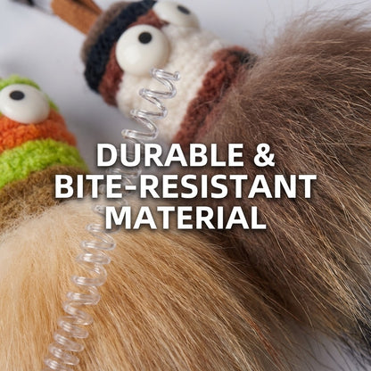 FUREVER365 HM-61 Squeaky Monster Cat Teaser - High-Elasticity Spring Wand with Physical Sounder Toy