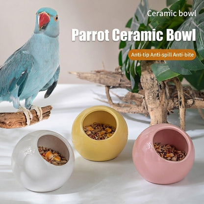 Ceramic Bird Feeder Anti-Bite Parrot Food Water Bowl Anti-Spill Budgie Feeder Basin Bekas Makan Burung