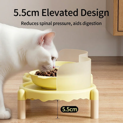 Bubble Elevated Ceramic Cat Bowl Double Bowl with Splash Guard Anti-Black Chin Neck Protection Pet Feeder