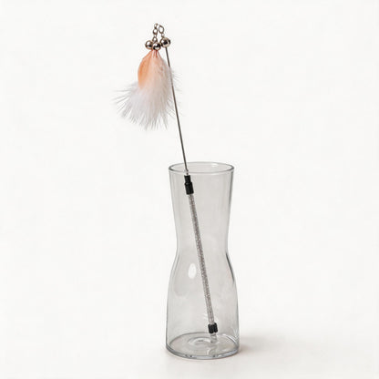 FUREVER365 TM-01 Colorful Rabbit Fur Teaser - High-Elasticity Steel Wire Squeaky Bell Cat Wand Toy
