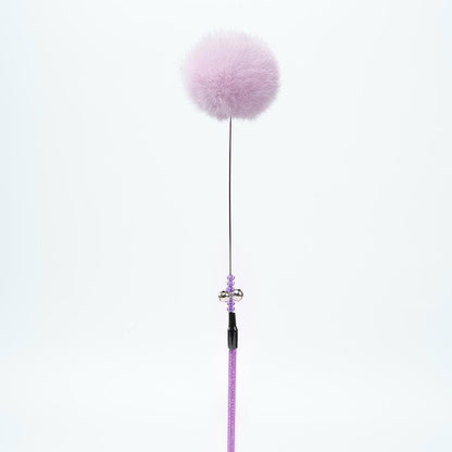 FUREVER365 TM-22 Rabbit Fur Ball Cat Teaser - Agile Short Wand High-Elasticity Steel Wire Toy
