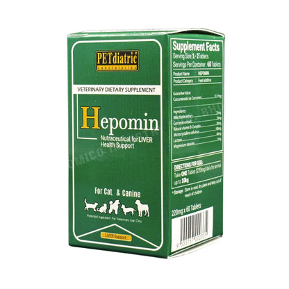 Hepomin Nutraceutical For Liver Health Support & Protect for Dogs and Cats. 60 Tablets