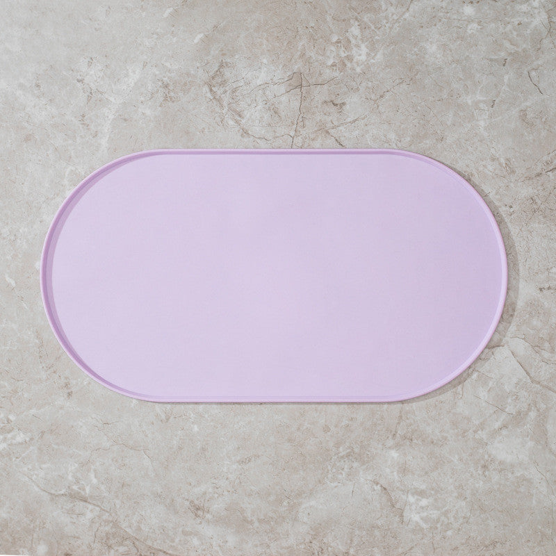 Oval Silicone Pet Placemat Waterproof Anti-Slip Food Bowl Mat Overflow Proof Easy Clean Alas Kucing
