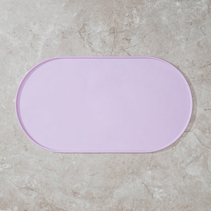 Oval Silicone Pet Placemat Waterproof Anti-Slip Food Bowl Mat Overflow Proof Easy Clean Alas Kucing