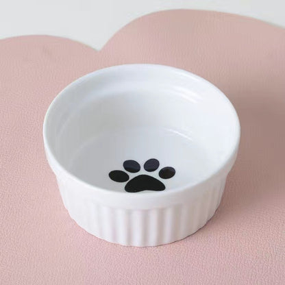 Elevated Ceramic Cat Bowl Tilted Neck Protection Double Bowl Anti-Black Chin Dog Food Water Feeder