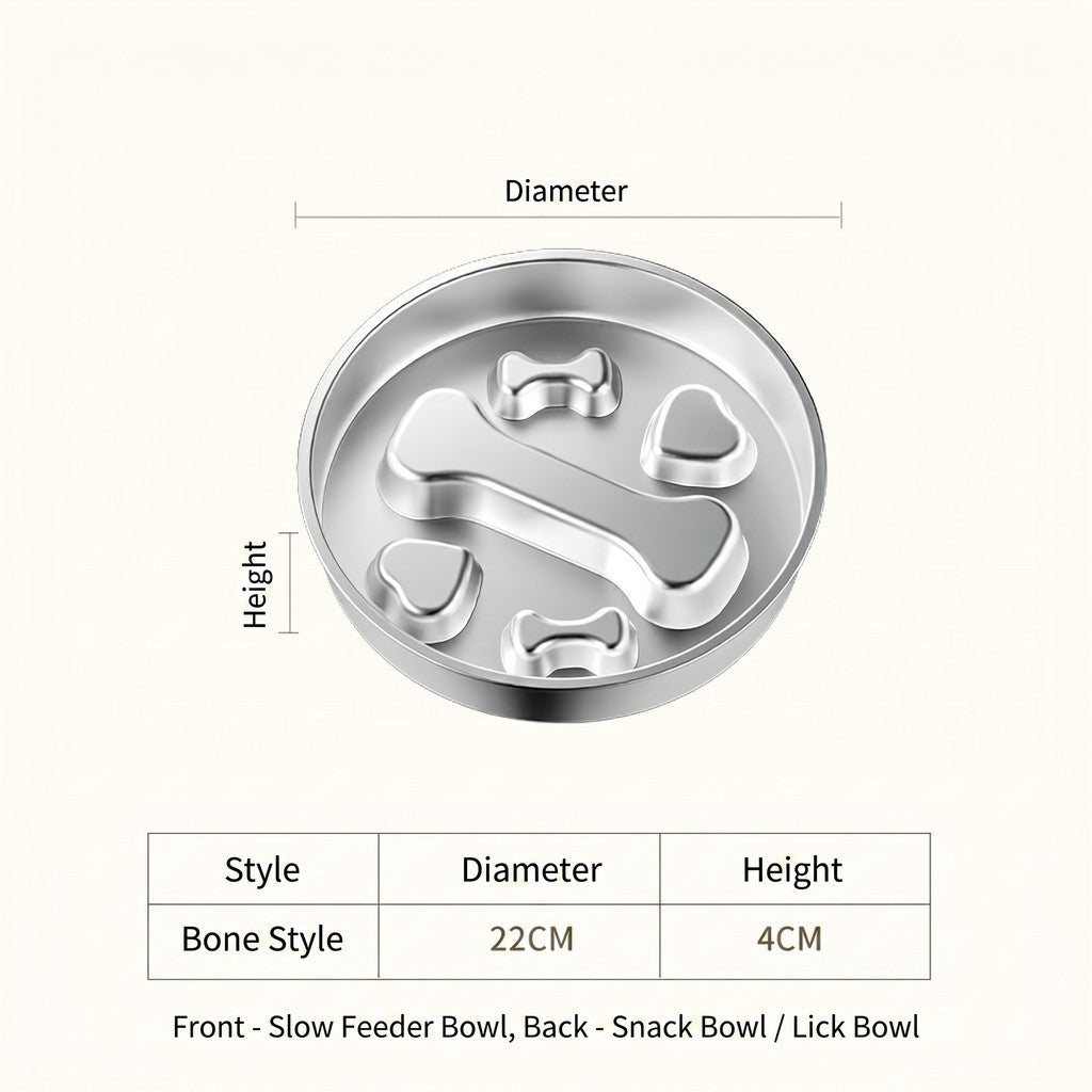 [READY STOCK] Stainless Steel Slow Feeder Bowl for Dog Cat Anti-Choking Healthy Diet Pet Food Basin