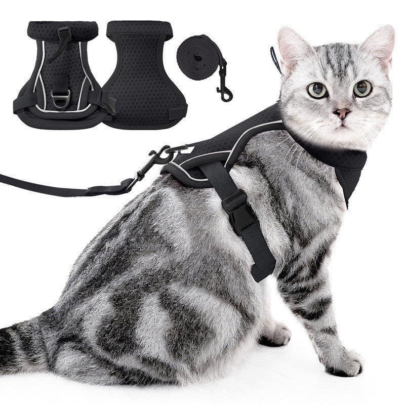 [2026 New] Cat Harness and Leash Set Anti-Escape Reflective Adjustable Breathable Vest Tali Kucing