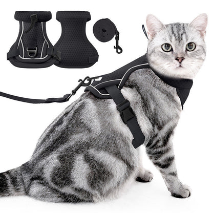 [2026 New] Cat Harness and Leash Set Anti-Escape Reflective Adjustable Breathable Vest Tali Kucing