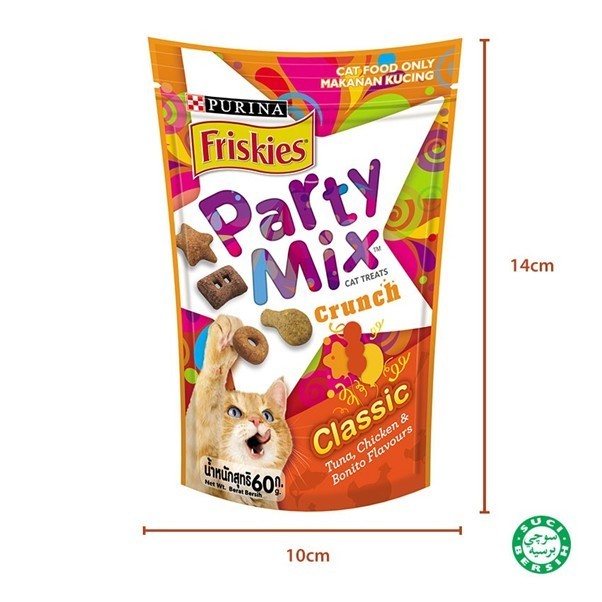 Friskies Party Mix Treat Dry Cat Snack (Classic/Mixed/Beach) 60G