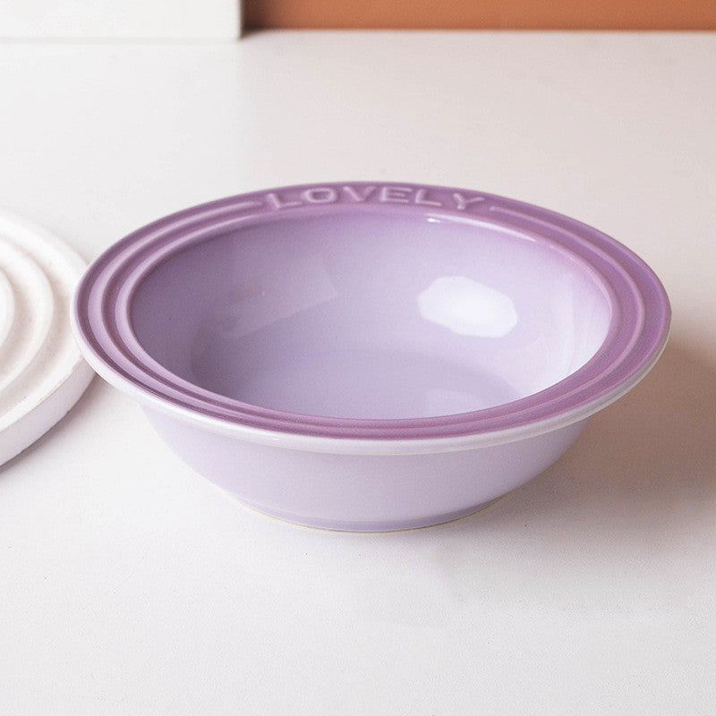 French Style Gradient Ceramic Cat Bowl Aesthetic Acrylic Elevated Stand Anti-Black Chin UFO Pet Plate