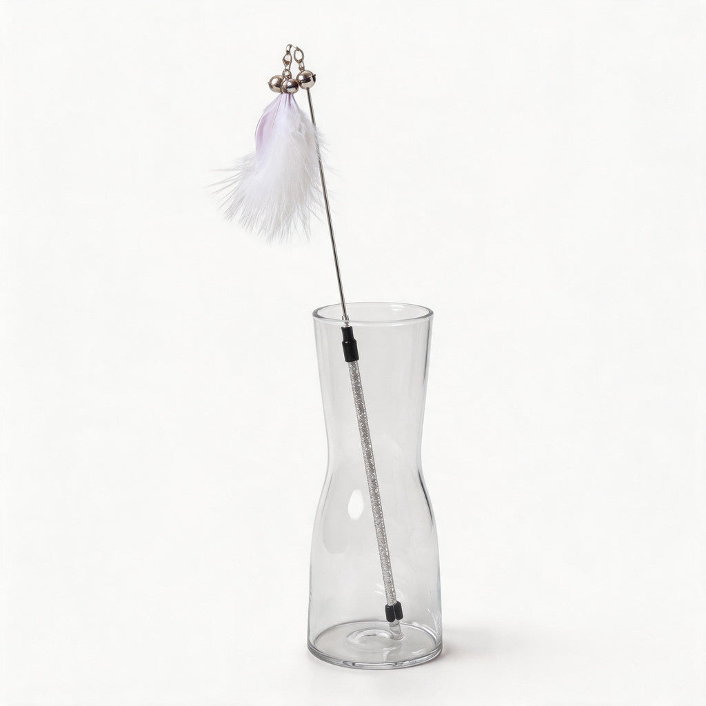 FUREVER365 TM-01 Colorful Rabbit Fur Teaser - High-Elasticity Steel Wire Squeaky Bell Cat Wand Toy