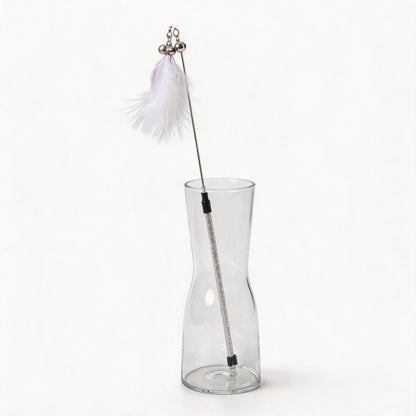 FUREVER365 TM-01 Colorful Rabbit Fur Teaser - High-Elasticity Steel Wire Squeaky Bell Cat Wand Toy
