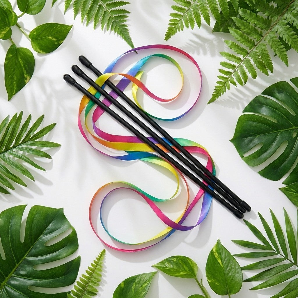 FUREVER365 TM-33 Minimalist Ribbon Cat Teaser - Lightweight PVC Wand Soft Fluttering Interaction Toy