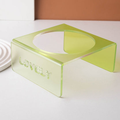 French Style Gradient Ceramic Cat Bowl Aesthetic Acrylic Elevated Stand Anti-Black Chin UFO Pet Plate