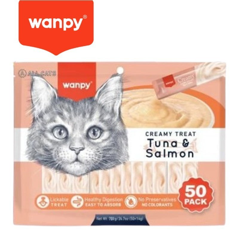 WANPY Creamy Lickable Treats for Cats 700g (14g x 50 Pcs)