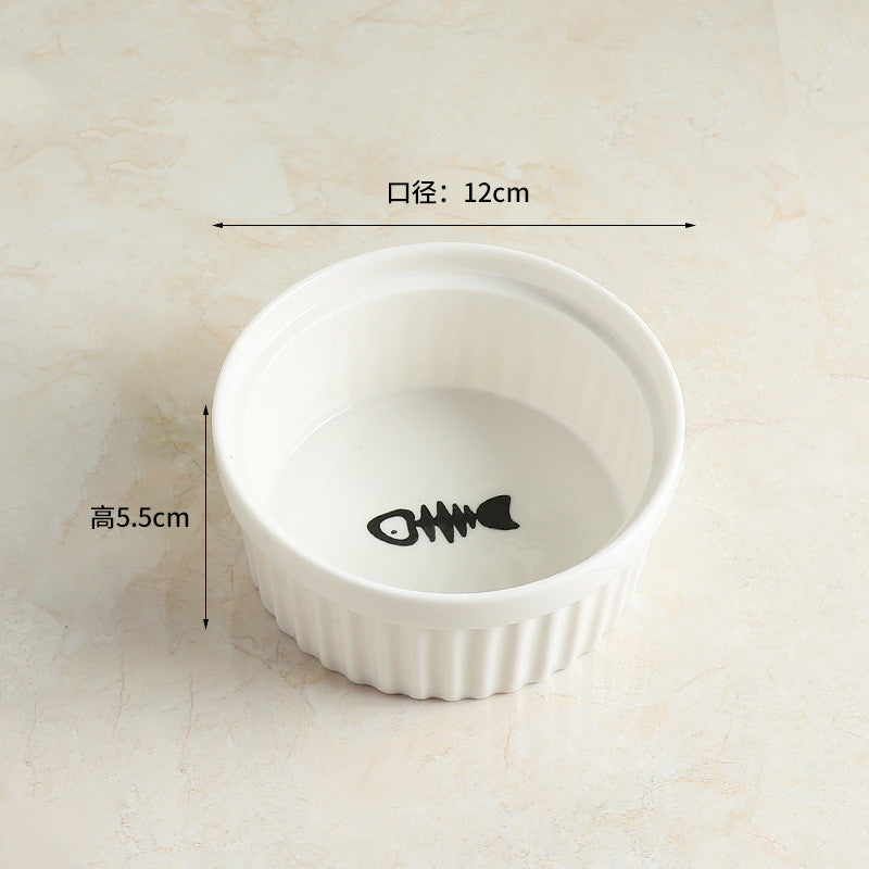 Elevated Ceramic Double Cat Bowl with Metal Stand 15° Tilted Neck Protection Anti-Vomiting Pet Feeder